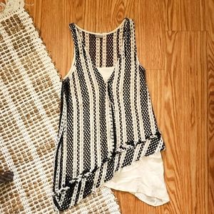 Zara Stripes Sleeveless top Black and Beige